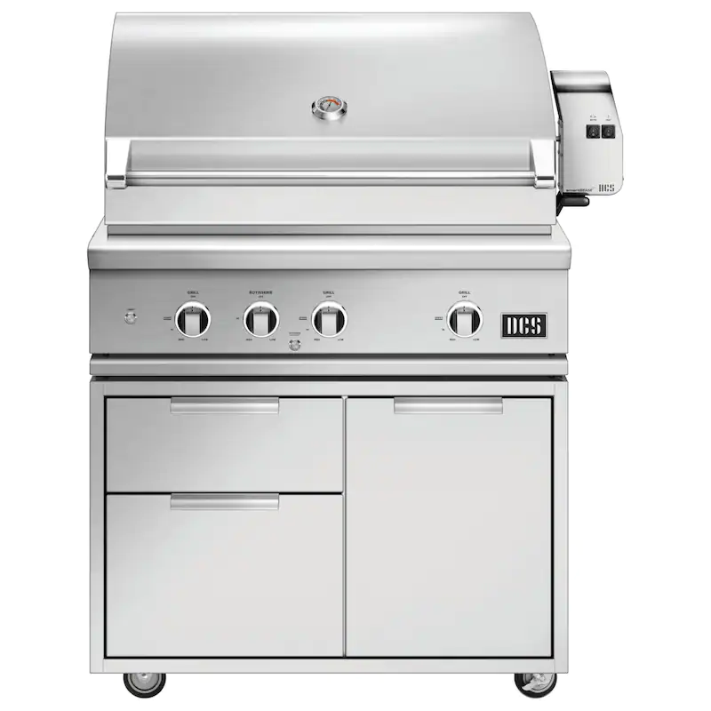 DCS Series 9 35.94” Brushed Stainless Steel Built In Grill Freestanding Package-0
