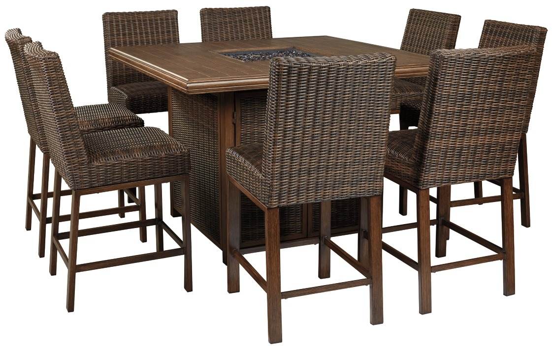 Paradise Trail 7 Piece Outdoor Bar Set - Medium Brown Paradise Trail 7 Piece Outdoor Bar Set - Medium Brown