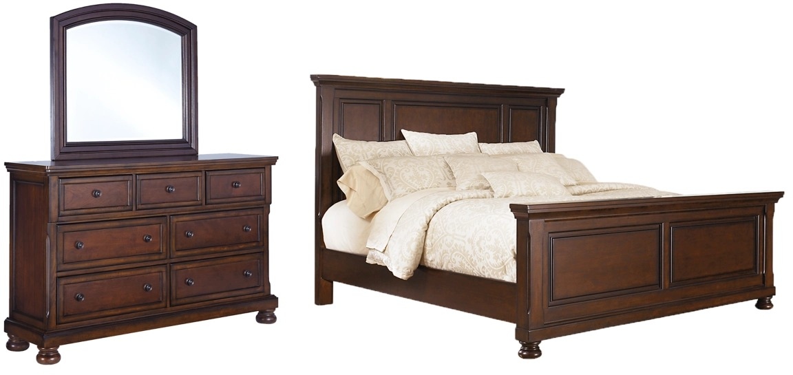 Porter 5 Piece King Panel Bedroom - Rustic Brown