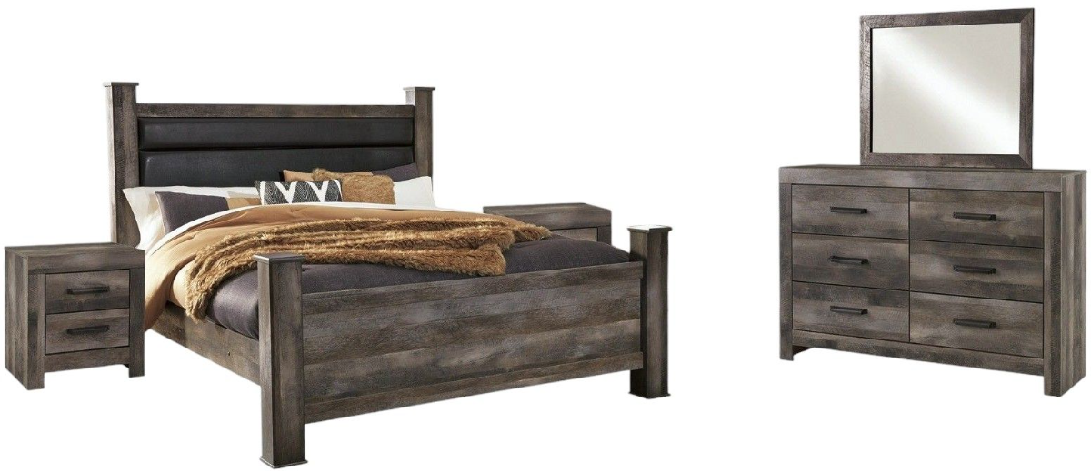 Signature Design by Ashley® Wynnlow 5Piece Gray King Poster Bed Set