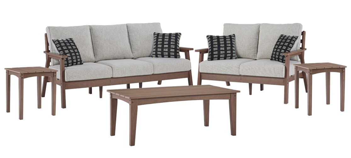 Emmeline 5 Piece Outdoor Seating - Brown/Beige Emmeline 5 Piece Outdoor Seating - Brown/Beige
