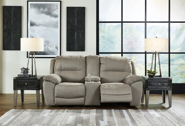 Signature Design by Ashley® Next-Gen Gaucho Putty Reclining Loveseat with Console-1