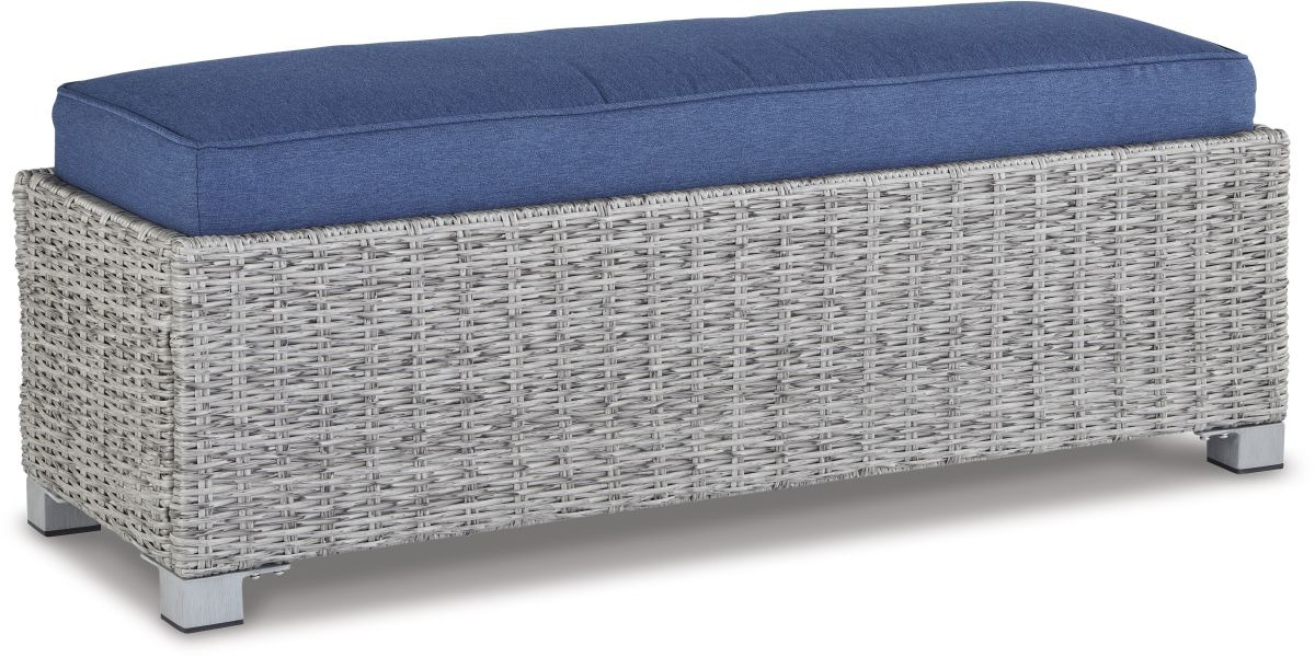 Naples Beach Outdoor Bench with Cushion - Light Gray