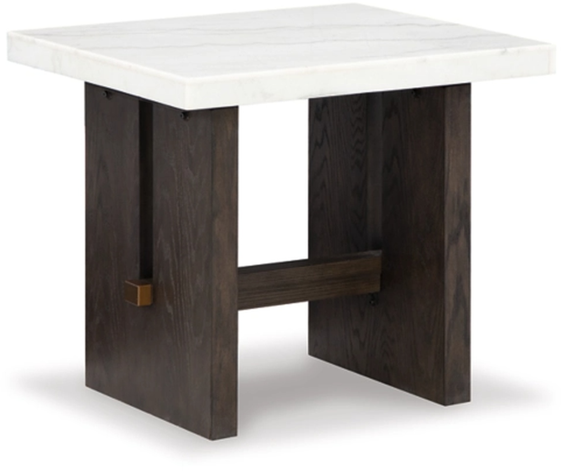 Signature Design by Ashley® Burkhaus White End Table with Dark Brown Base