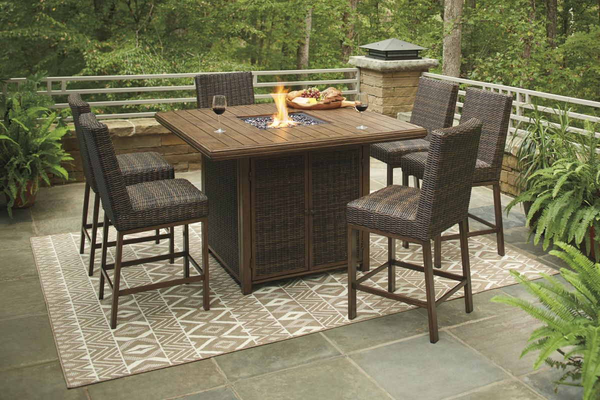 Paradise Trail 5 Piece Outdoor Bar Set - Medium Brown Paradise Trail 5 Piece Outdoor Bar Set - Medium Brown