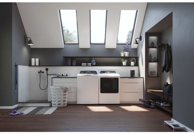 GE Profile White Laundry Pair