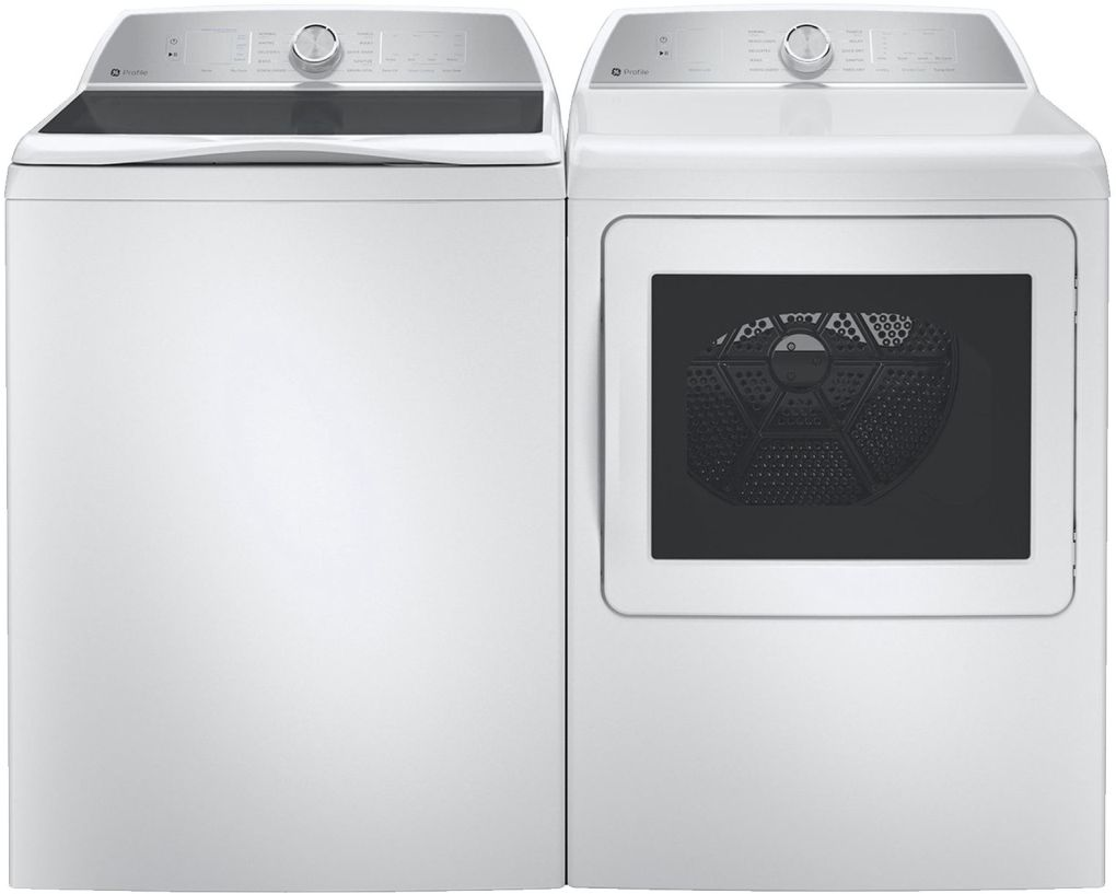 GE Profile® White Top Load Washer & Gas Dryer Laundry Pair-0