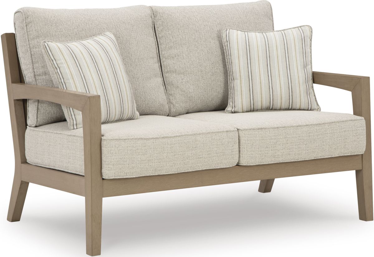 Hallow Creek Outdoor Loveseat with Cushion - Driftwood Hallow Creek Outdoor Loveseat with Cushion - Driftwood