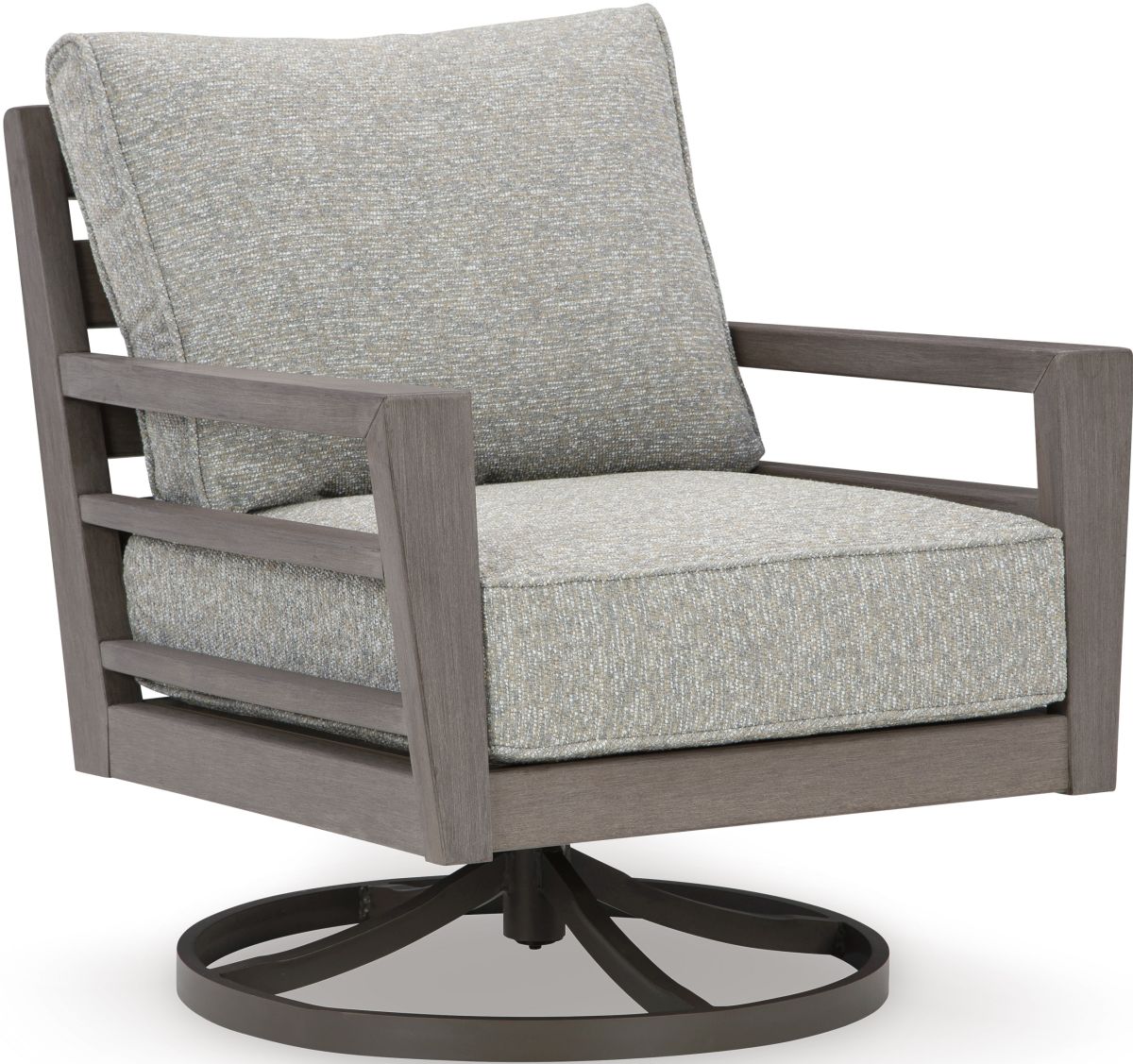 Signature Design by Ashley Hillside Barn Gray Brown Outdoor Swivel Lounge with Cushion Stubbe s BrandSource Home Furnishings