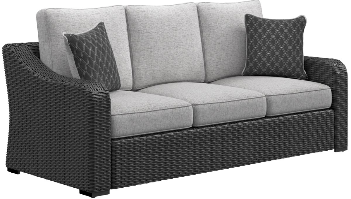 Signature Design by Ashley® Beachcroft Black/Light Gray Outdoor Sofa with Cushion The