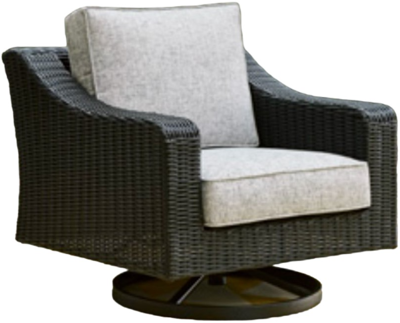Beachcroft Outdoor Swivel Lounge Chair with Cushion - Black/Light Gray