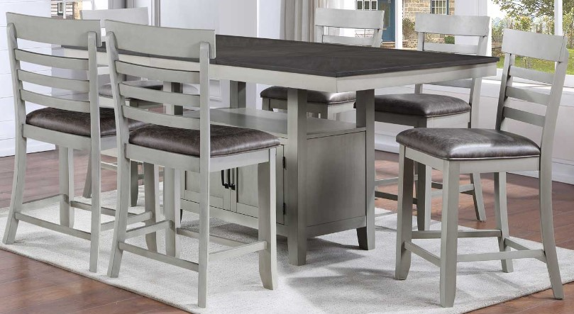 Steve Silver Co. Hyland 7-Piece Charcoal/Stone Gray Counter Dining Set ...