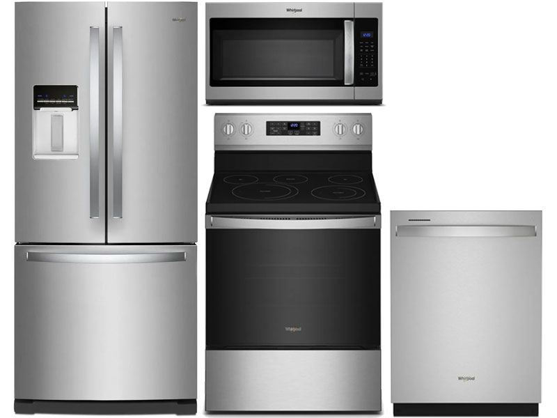 Whirlpool® 4 Piece Kitchen Package-Stainless Steel | Appliance Direct ...