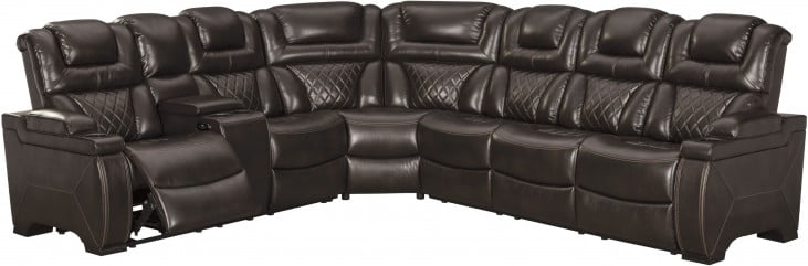 Signature Design by Ashley Warnerton 3 Piece Chocolate Power Reclining Sectional Sides Furniture Bedding Dora AL