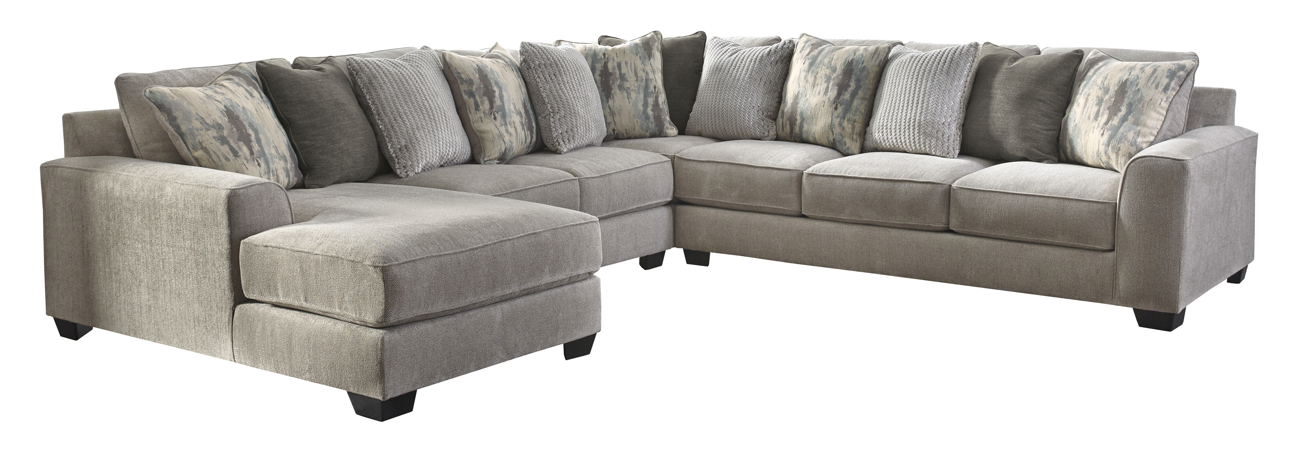 Benchcraft Ardsley 4 Piece Pewter Right Arm Facing Sectional with Chaise Hubbard and Hoke Furniture