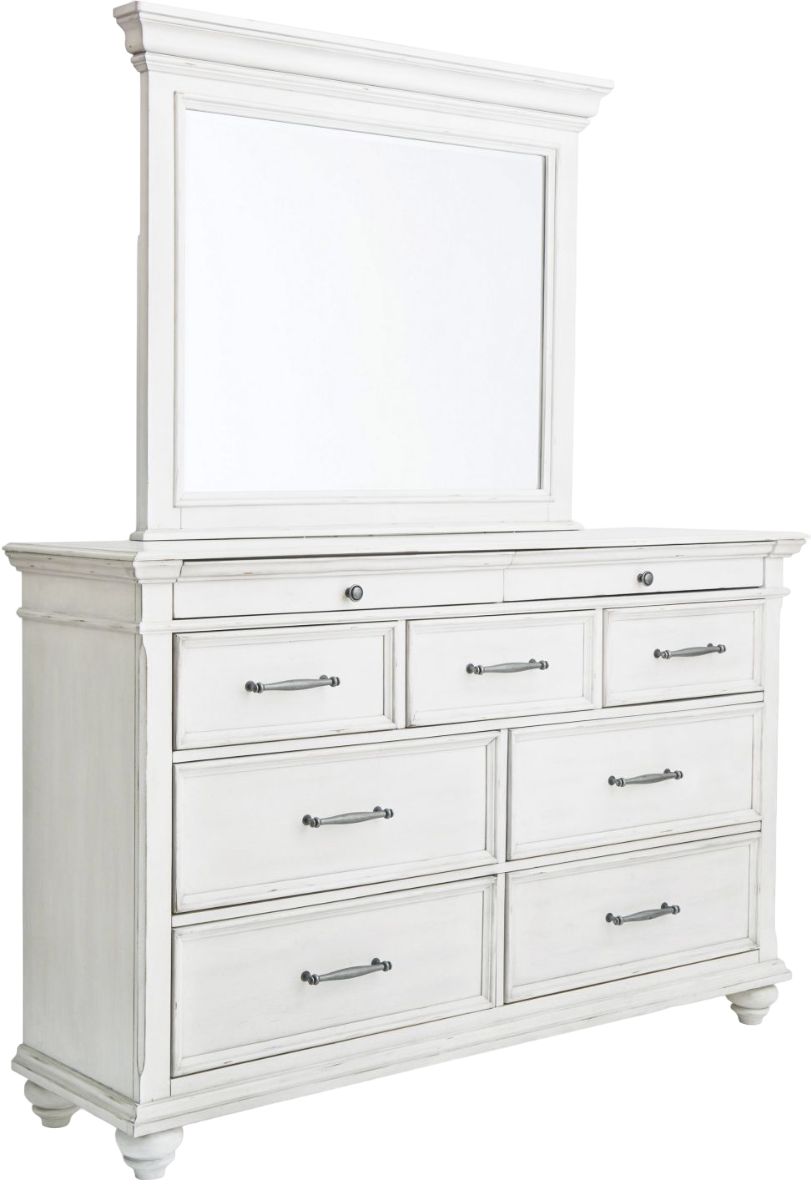 Benchcraft® Kanwyn Whitewash Dresser and Mirror | Sav-Mart