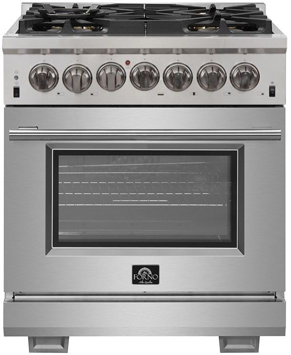 FORNO Alta Qualita 30 Stainless Steel Freestanding Dual Fuel Range