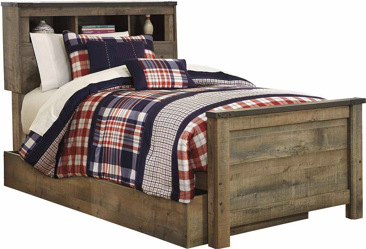 Trinell Twin Bookcase Storage Bed - Brown Trinell Twin Bookcase Storage Bed - Brown