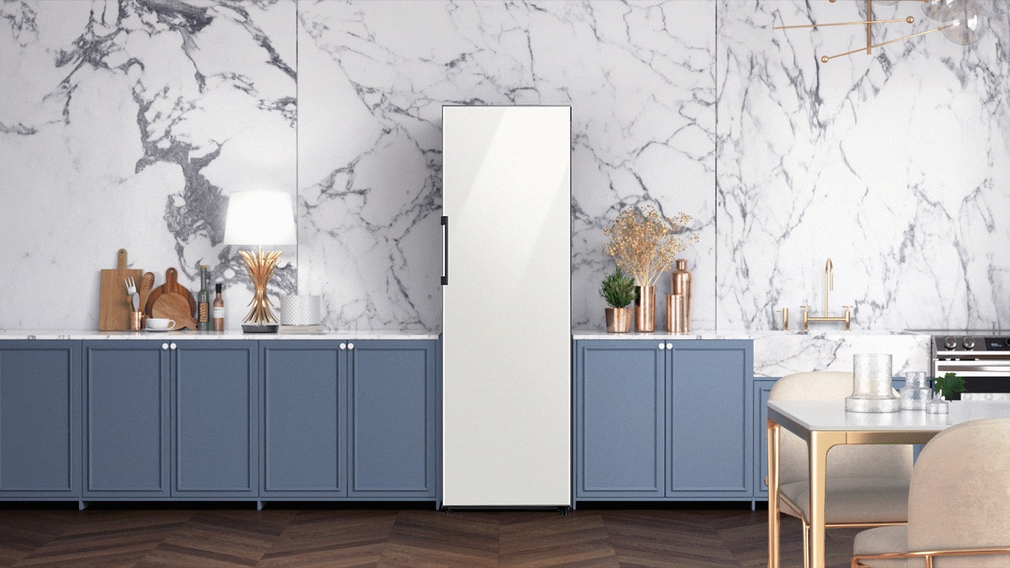 Samsung Bespoke 14.0 Cu. Ft. Counter Depth Column Refrigerator with Blue Glass Panel  (Floor Model)-4