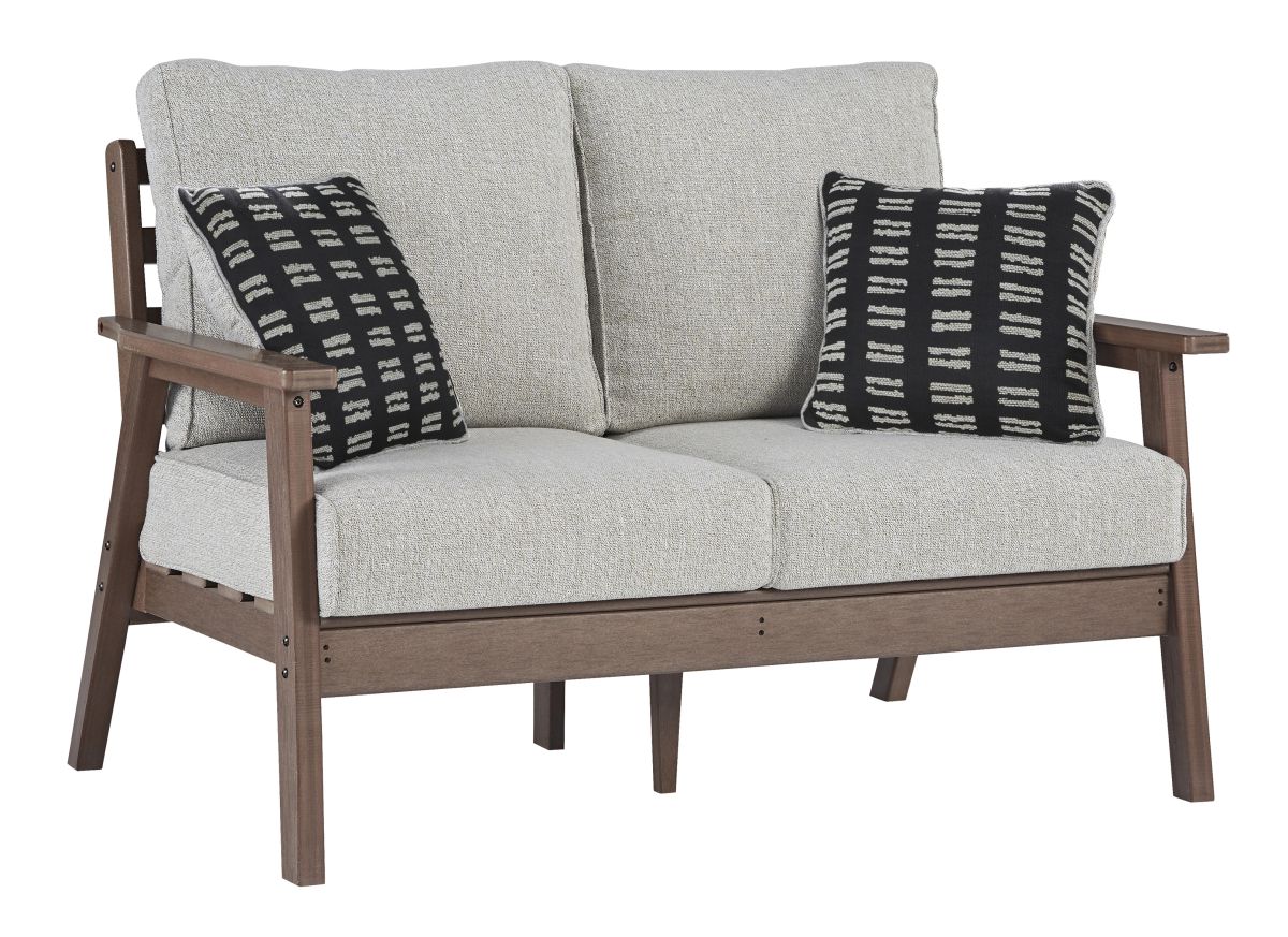Emmeline Outdoor Loveseat with Cushion - Brown/Beige Emmeline Outdoor Loveseat with Cushion - Brown/Beige