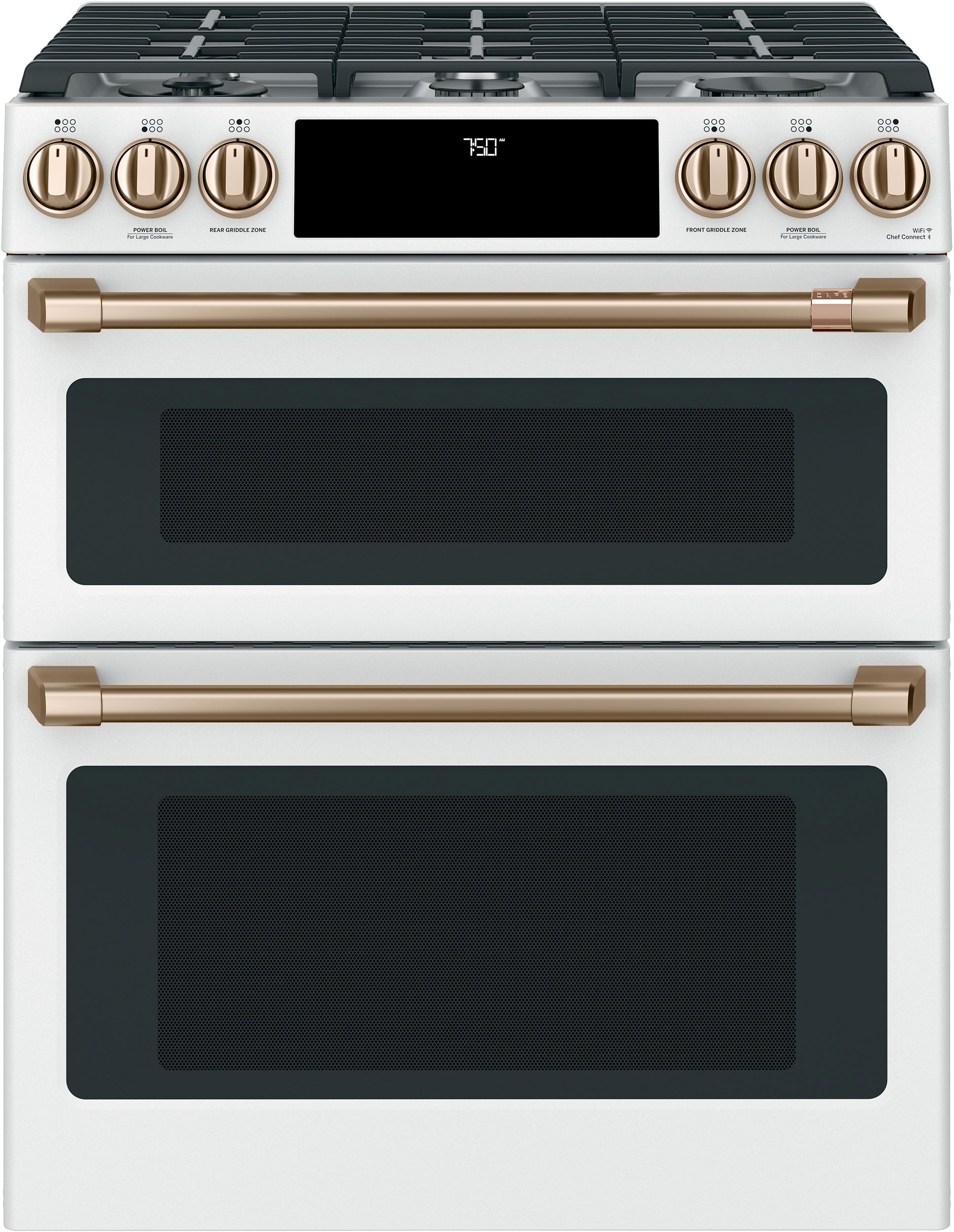 Cafe 30 Matte White Slide In Double Oven Gas Range Appliance Plus