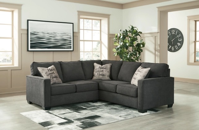 Signature Design by Ashley® Lucina 2-Piece Charcoal Right-Arm Facing Sectional-4