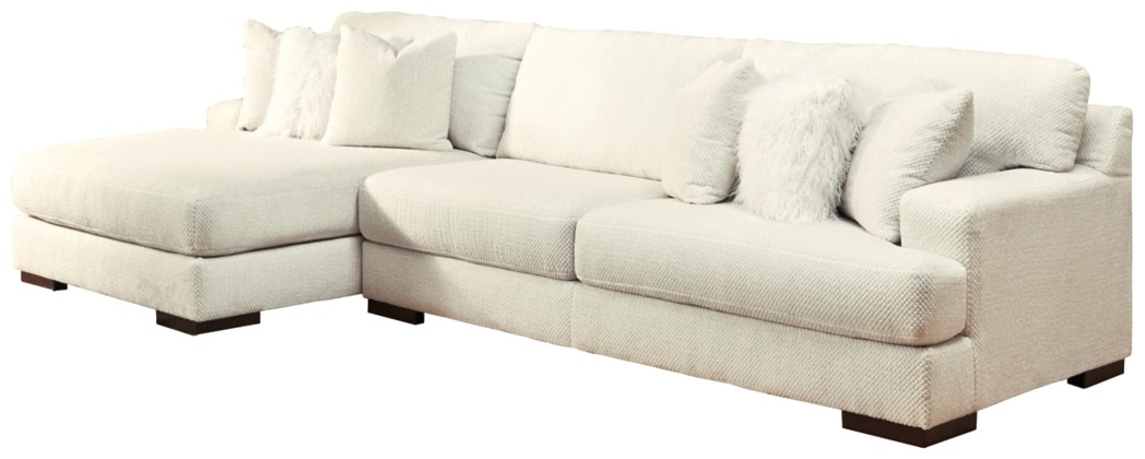 Signature Design by Ashley® Zada 2-Piece Ivory Left-Arm Facing Sofa Sectional and Chaise-0