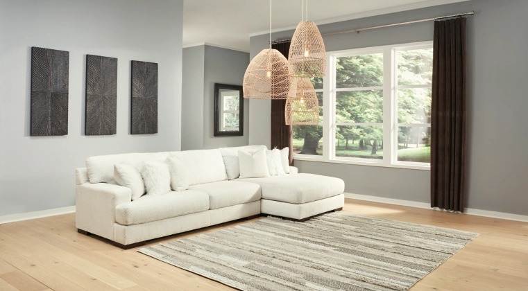 Signature Design by Ashley® Zada 2-Piece Ivory Right-Arm Facing Sofa Sectional and Chaise-2