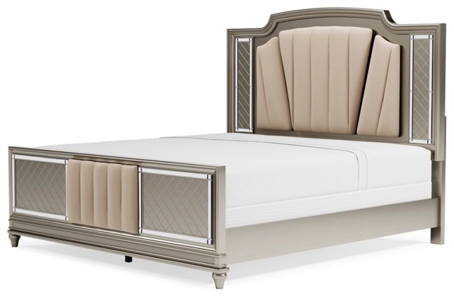 Signature Design by Ashley® Chevanna Platinum California King Upholstered Panel Bed-3
