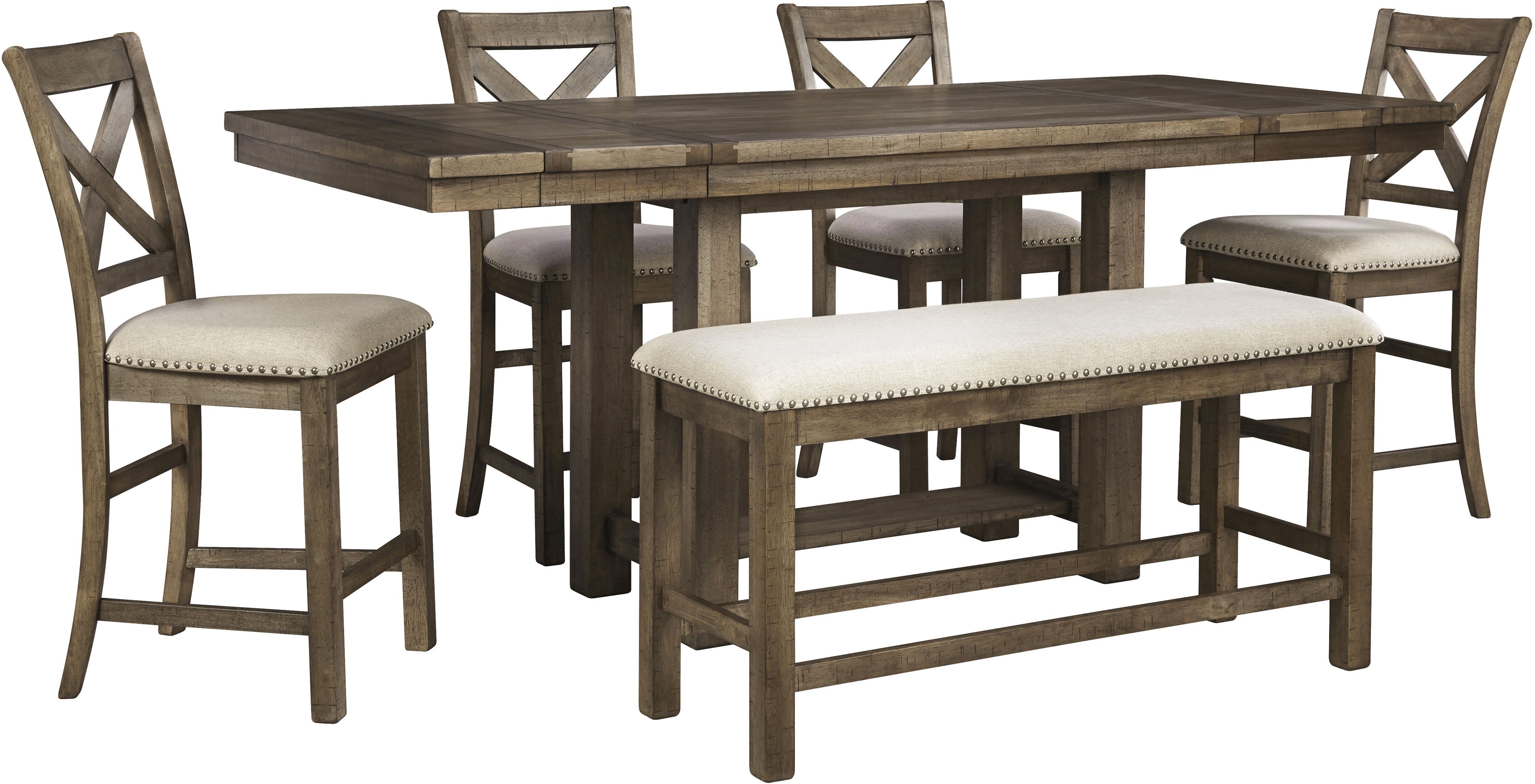 Signature Design by Ashley Moriville 6 Piece Grayish Brown Counter Height Dining Set Miskelly Furniture