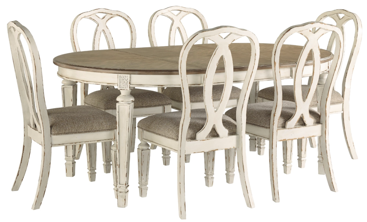 Signature Design by Ashley Realyn 7 Piece Chipped White Dining Set