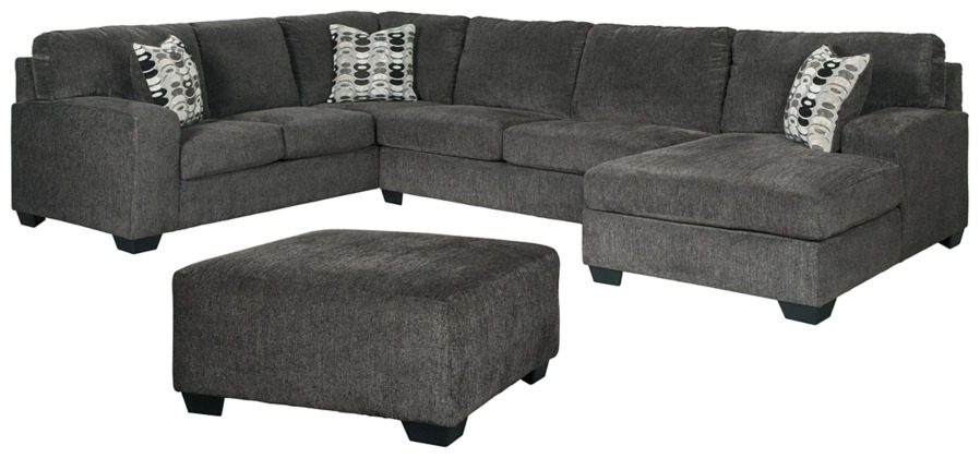 Signature Design by Ashley Ballinasloe 4 Piece Smoke Sectional with Ottoman Furniture Loft Osage City Kansas
