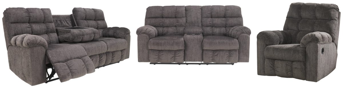 Signature Design by Ashley Acieona 3 Piece Slate Reclining Living Room Seating Set