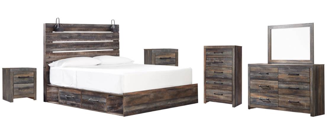 Drystan 6 Piece Panel Bed with 2 Drawer Storage Bedroom - Multi Drystan 6 Piece Panel Bed with 2 Drawer Storage Bedroom - Multi