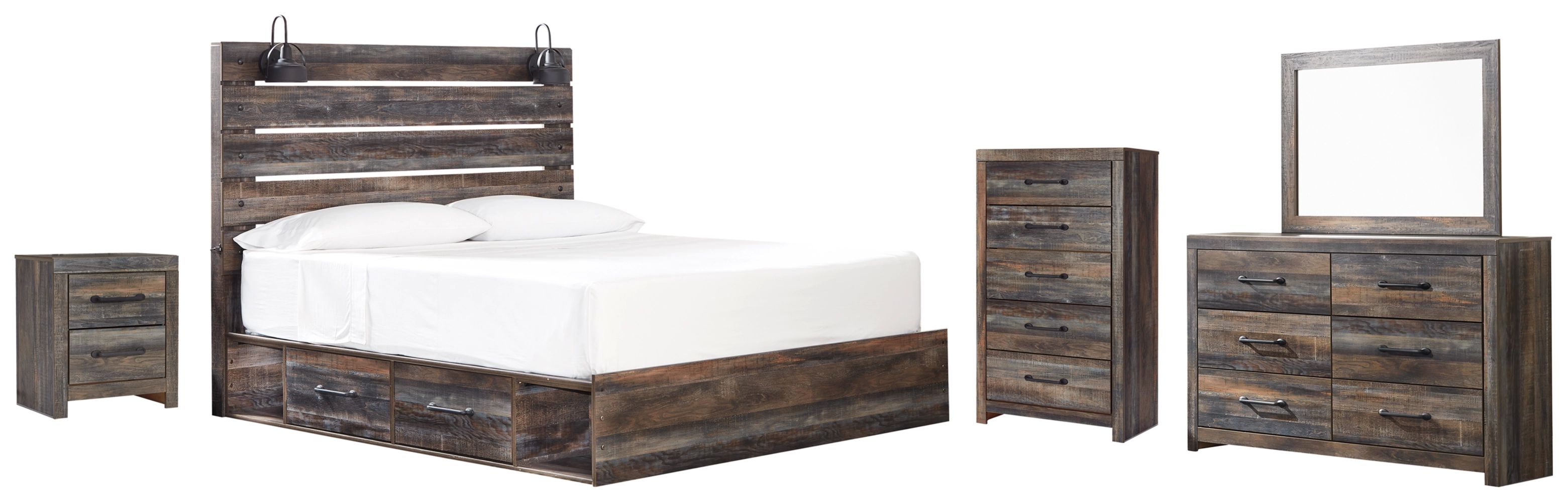 Drystan 5 Piece Bookcase Bedroom - Multi Drystan 5 Piece Bookcase Bedroom - Multi