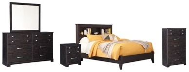 Signature Design by Ashley® Reylow 5-Piece Dark Brown Queen Bookcase Bed Set-0