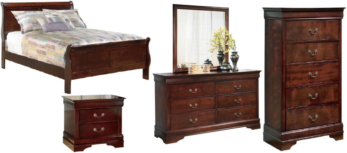 Alisdair 5 Piece Queen Sleigh Bedroom - Dark Brown