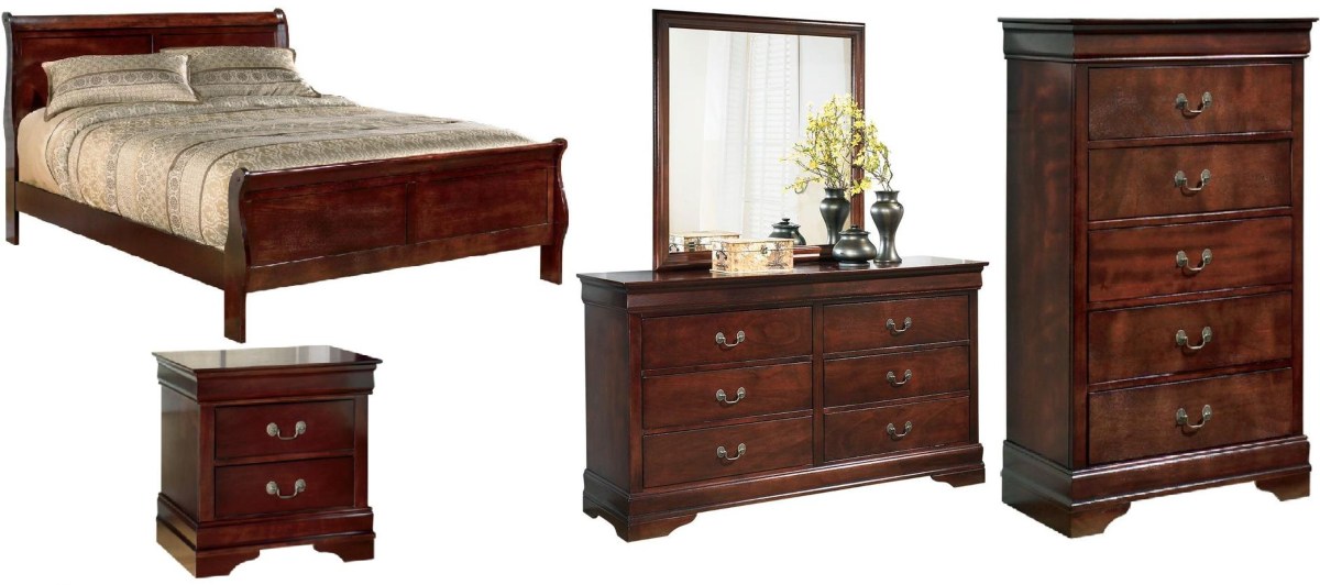 Alisdair 5 Piece Queen Sleigh Bedroom - Dark Brown