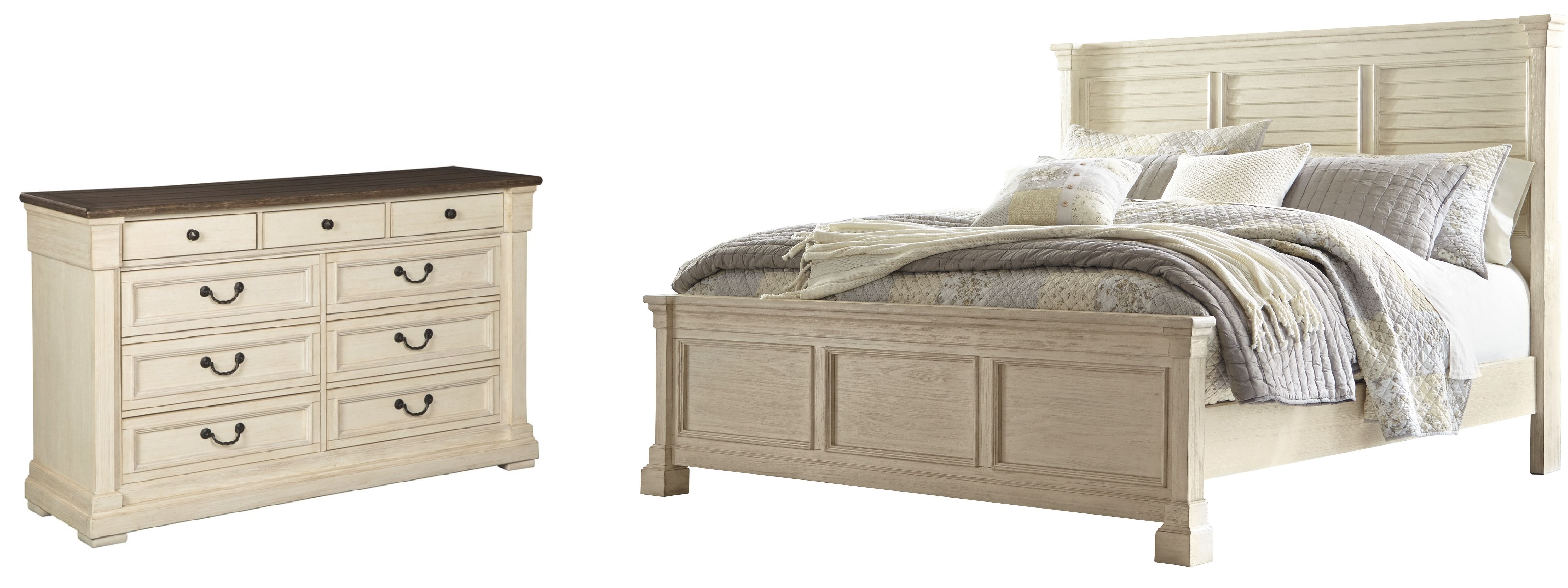 Signature Design by Ashley® Bolanburg 2-Piece Antique White King Panel Bed Set-0