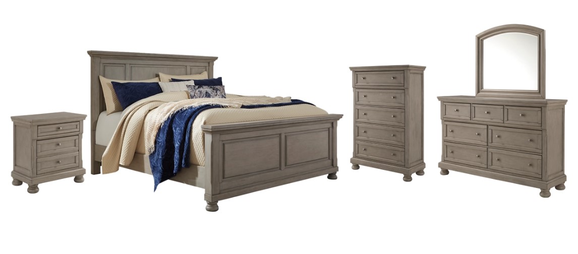 Signature Design by Ashley® Lettner 5Piece Light Gray Queen Panel Bed