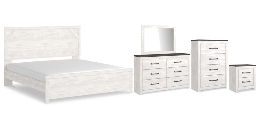 Gerridan 5 Piece Queen Panel Bedroom - White/Gray