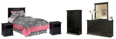 Signature Design by Ashley® Maribel 6-Piece Black Twin Panel Headboard Bed Set-0