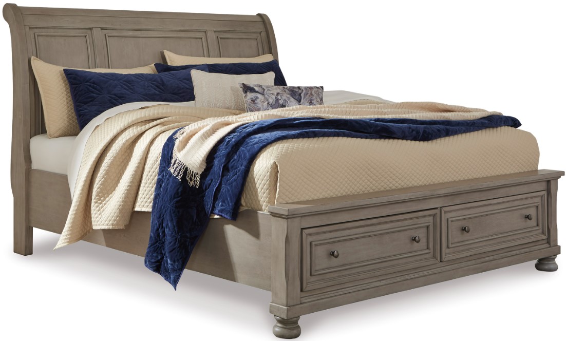 Signature Design by Ashley® Lettner 4-Piece Light Gray King Sleigh Storage Bed Set-1