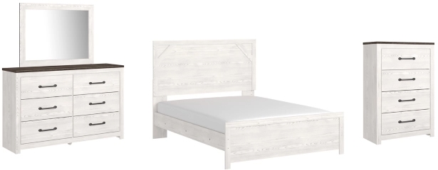 front view of the Signature Design by Ashley® Gerridan 4-Piece White Queen Panel Bed Set