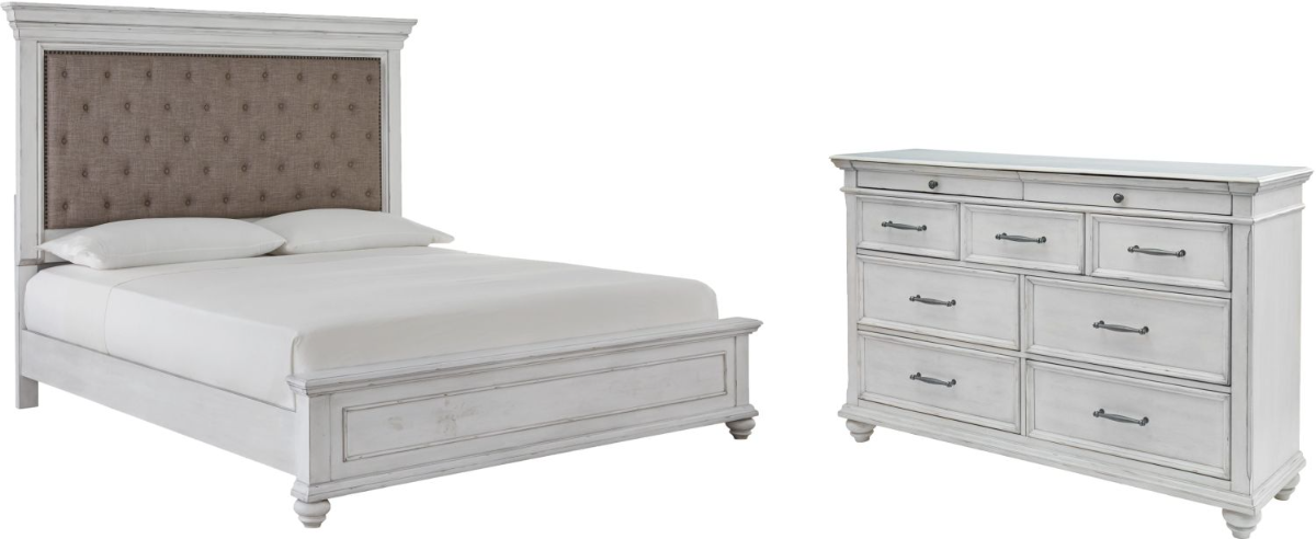 Kanwyn whitewash king bedroom set sales