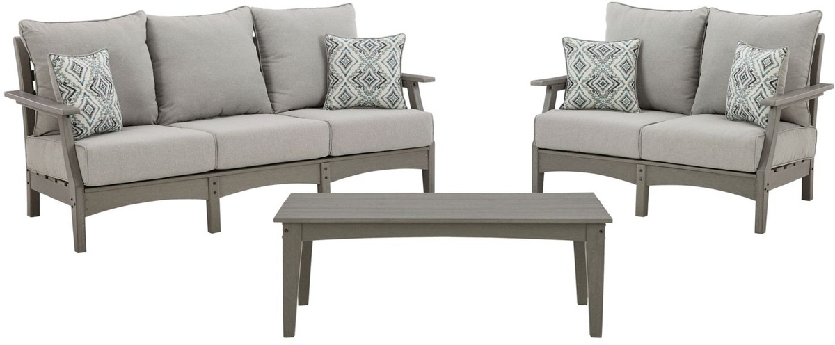 Visola 3 Piece Outdoor Seating - Gray Visola 3 Piece Outdoor Seating - Gray