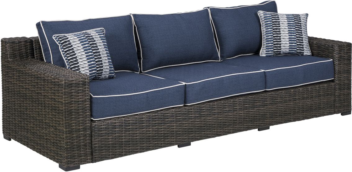 Grasson Lane Outdoor Chaise Lounge with Cushion - Brown/Blue Grasson Lane Outdoor Chaise Lounge with Cushion - Brown/Blue